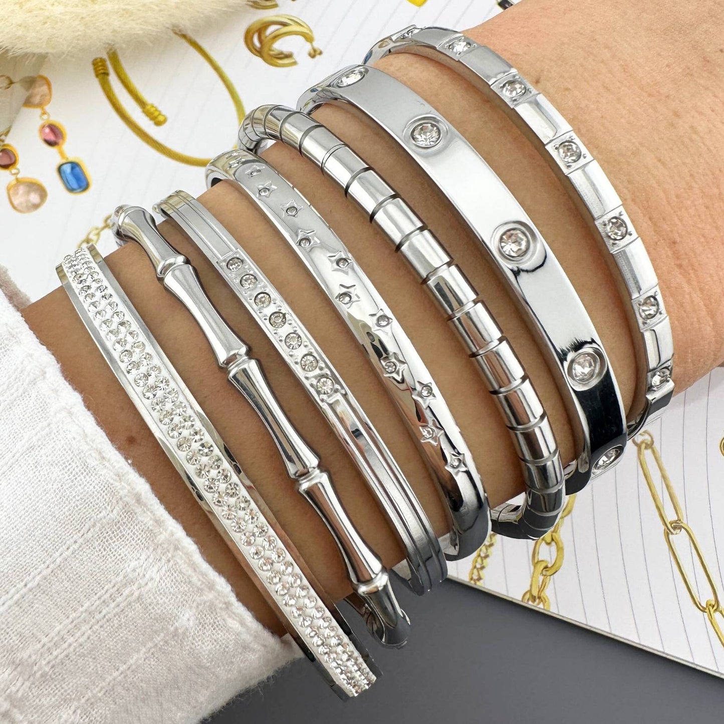 Zircon Silver Bangle