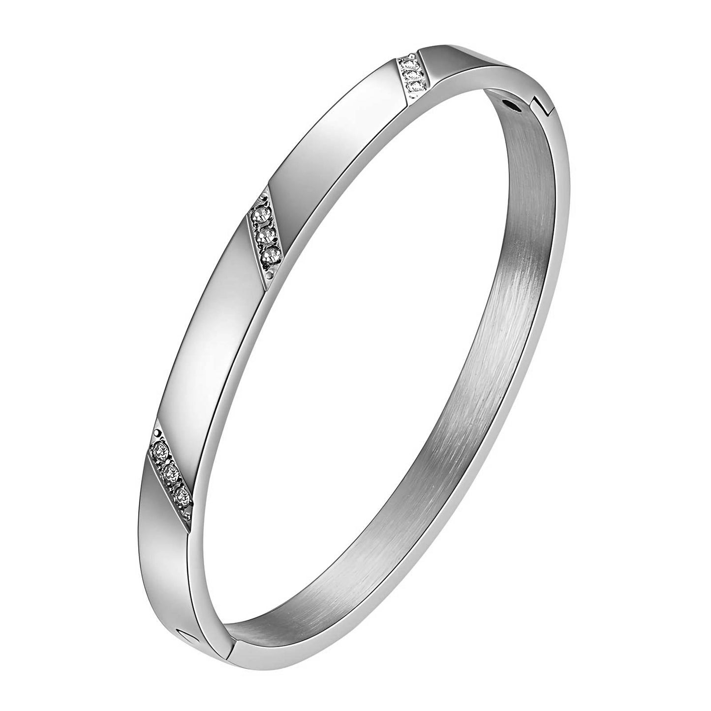 Zircon Trio Silver Bangle