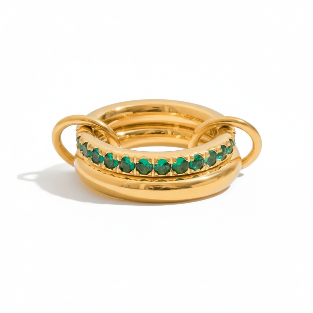 Stacked Interlock Ring GREEN