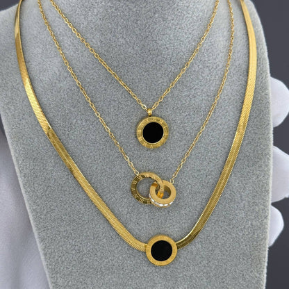 Zirconia Roman Rings Necklace
