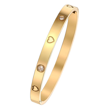 Hearts Bracelet, 18K Gold Plated Steel