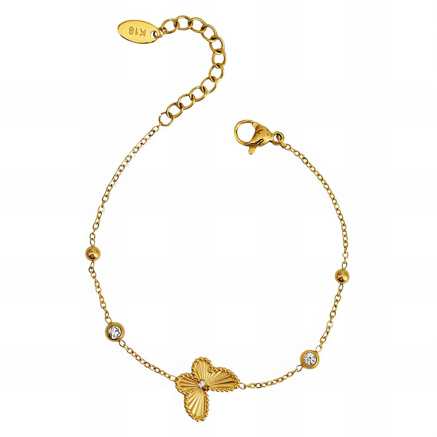 Butterfly Bracelet, 18K Gold Plated Steel