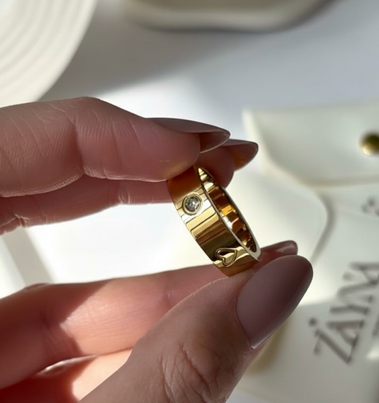 Zirconia Hearts Ring