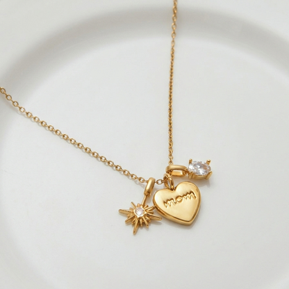 Mom Heart Charm Necklace