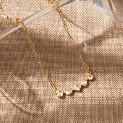 Geometric CZ Paperclip Necklace