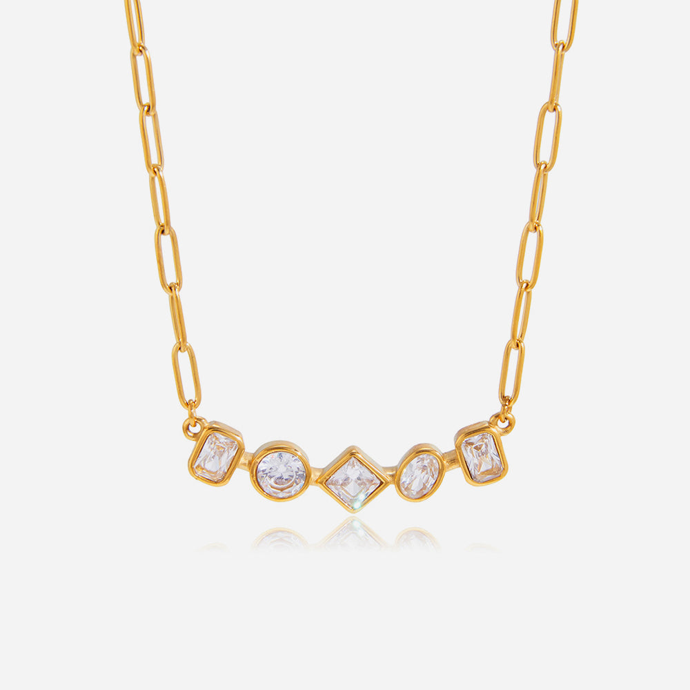 Geometric CZ Paperclip Necklace