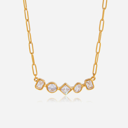 Geometric CZ Paperclip Necklace