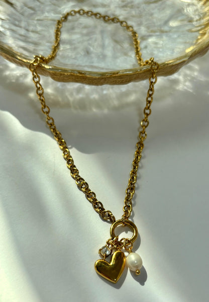 Pearl Heart Zircon Necklace