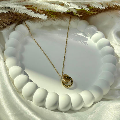 Zirconia Roman Rings Necklace