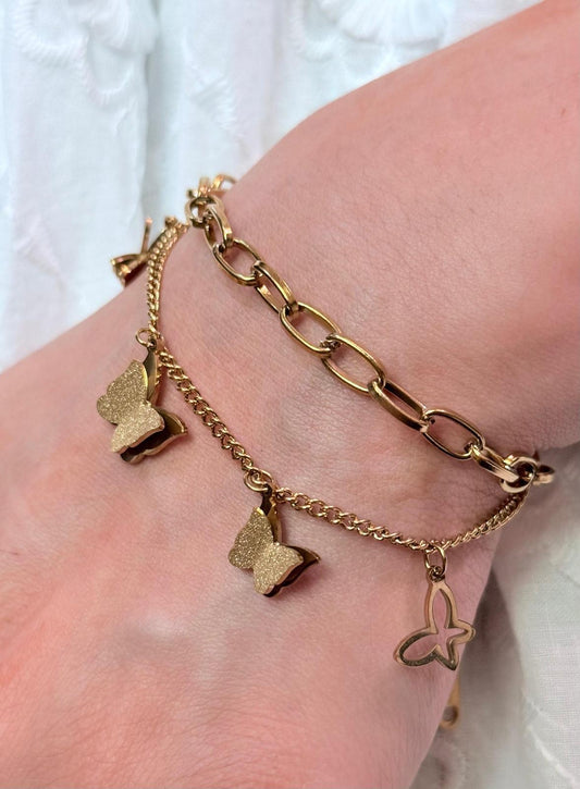 Butterfly Duo Layer Bracelet